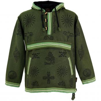 Guru‑Shop Baja Oliv Sweatshirt – Kapuze inklusive