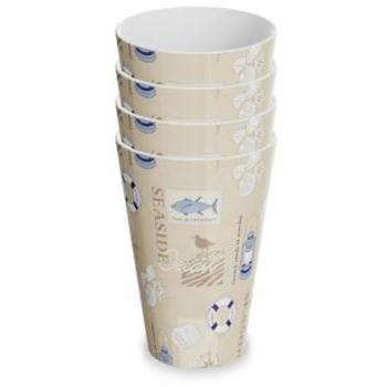 EcoWave Four‑Piece Polyethylene Cups – Versa Seaside Collection