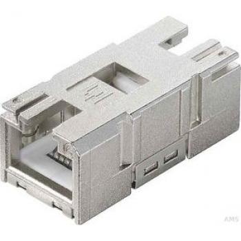 Silver 2x RJ45 Plug/Plug Wire Connector, METZ CONNECT 1401200810MI
