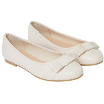 Cream Wide Fit Paris Bow Detail Ballet Pumps