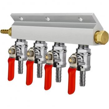 Collecteur de distribution de CO2 4 voies pour bière avec barbes de 7 mm