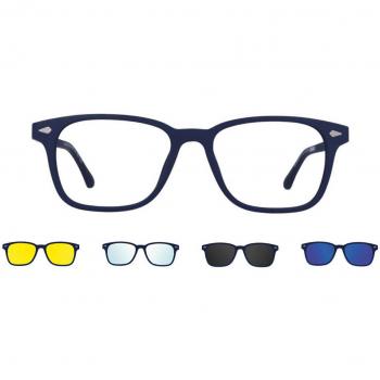 Lars U‑0300 04M: Óculos Masculino Quadrado, Clip‑On Azul, Luz Antialta
