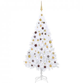 Arbre de Noël pré-éclairé avec boules blanches 180 cm PVC
