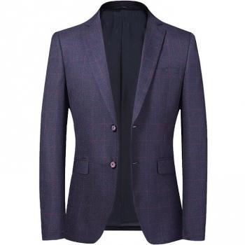 Men's Plaid Blazer Notched Lapel Two-Button Single Breasted Suit Jacket