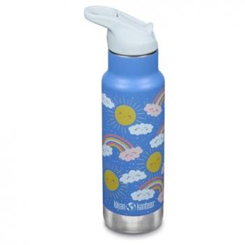 Klean Kanteen Kid Kanteen Classic 355 ml, Edelstahl, Vakuumisolierung, Sportdeckel mit Flip‑Riegel, Regenbogefarbe Blau