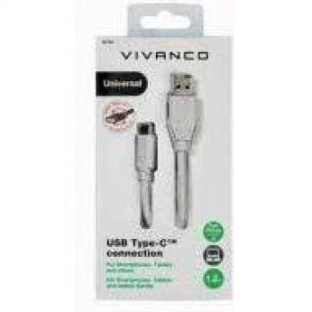 Cable Vivanco USB‑C à USB‑A 2.0 – 1,20 m Blanc