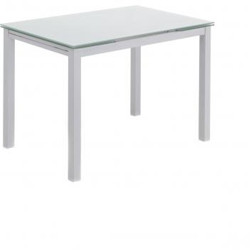 Mesa extensible de cristal templado blanco 110-170 x 76 x 70 cm