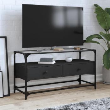 Set TV Casadino Legno Multistrato con Piano Vetro Nero
