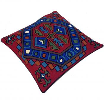 Guru-Shop Kelim Kissenbezug `Kaschmir`, Wolle, Dekokissen, Rot, 40x40x1 cm