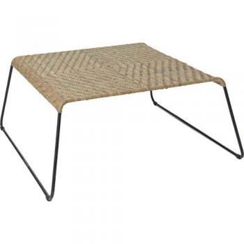 Table basse carrée en rotin Kubu et métal