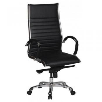 KADIMA DESIGN SECCHIA Chefsessel, Echtleder, verstellbar, Chromarmlehnen