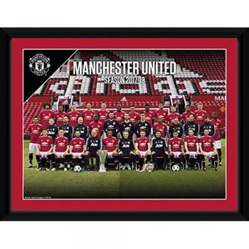 Teamfoto Manchester United 17/18 – Kunstdruck auf Holz (gerahmt)