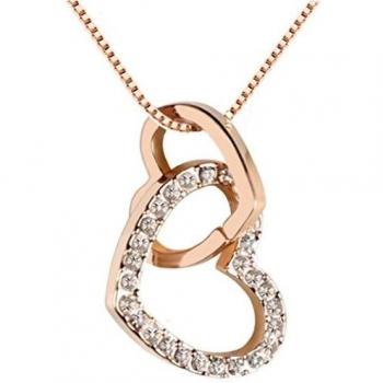 Collier or rose femme Quadiva G! Deux Coeur décoré de Swarovski®