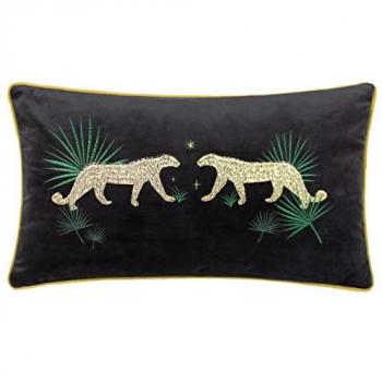 Wylder Tropics Dusk Leopard Filled Cushion 30cm x 50cm Black