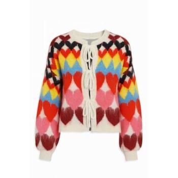 Heart‑Patterned Tie‑Front Cardigan, Women’s, XL
