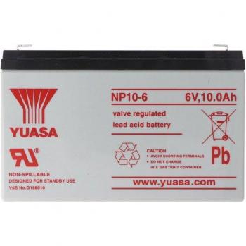 Yuasa Fahrzeugbatterie NP10‑6 – 6 V, 10 Ah – 4,8 mm Faston