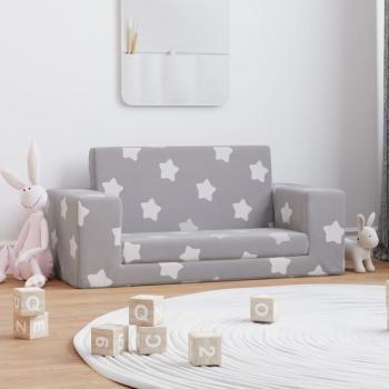 Kinder-Schlafsofa 2-Sitzer Hellgrau mit Sternen von vidaXL