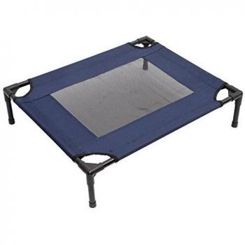 PawHut Lit de Camp sur Pieds pour Chien Chat 76L x 61l x 18H cm Bleu Marine Noir