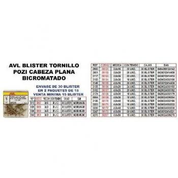Tornillo 3,5x16 Avl blister pozi c-plana bicromatado 2950 (caja 15 unidades)