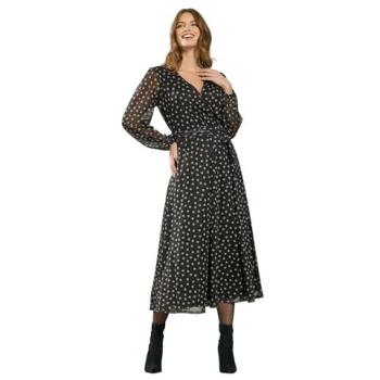Size 12 Black Mesh Wrap Dress (M&Co) – Women’s Polka Dot Style