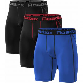 Roadbox 3er Set Herren Kompressionsunterwäsche, Schnelltrocknende Baselayer Tights, Kurz Hose, S