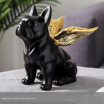 Contemporary Black Gold Bulldog Ceramic Accent Piece