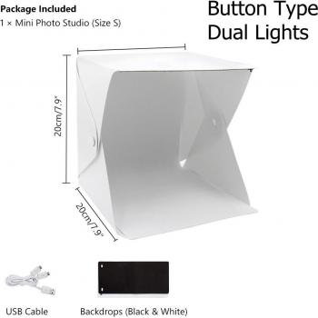 Compact Folding Lightbox for Photography with USB, 20cm, 30cm, and 40cm Softbox Backgrounds