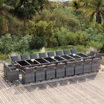 Mobilier de jardin avec coussins 21 pcs Gris Résine tressée