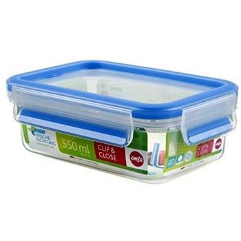 Emsa Clip & Close Conservador Hermético de Plástico Rectangular de 0,55, Transparente y Azul