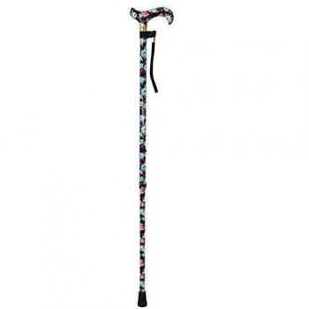 Stylish Black Floral Walking Cane