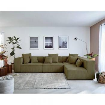 Ecksofa Lisa Design Colombine – 5‑Personen‑Modul, Cord, Grüner Farbton
