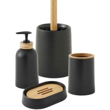 Distributeur de savon noir en bambou et plastique