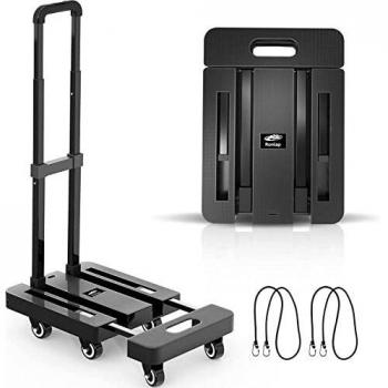 Collapsible Folding Hand Truck with 6 Wheels and 2 Elastic Ropes