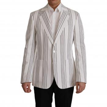 Dolce & Gabbana White Stripes Cotton Blazer