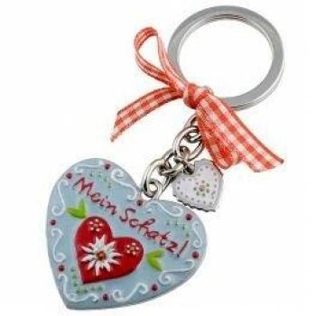 Giftcompany Lebkuchenherz, Schlüsselanhänger, Mein Schatz, pink, Zinkdruckguss emailliert, pink/weiß, L10cm/4cm