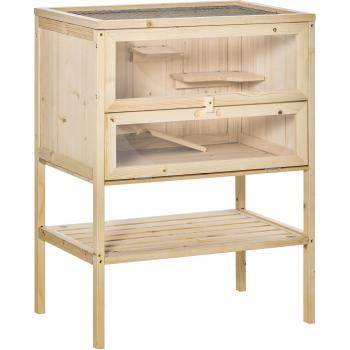 Jaula de Madera Natural para Hámster PawHut