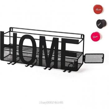 Black Metal Wine Rack with 4-Bottle and 4-Glass Holder