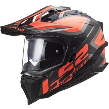LS2 MX701 Casco Adventure Alter Nero Opaco-Fluo-Arancio