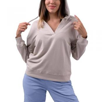 Enorsia Silver V‑Neck Drop‑Shoulder Pullover, Size 8