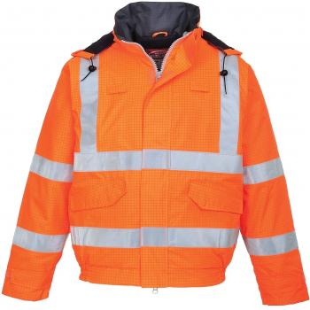 Portwest Bizflame Rain Hi-Vis Antistatic FR Bomber Jacket, Size: XXXL, Colour: Orange