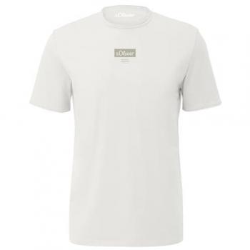 S.Oliver Herren T-Shirt 2150054 Weiß Regular Fit mit Logo-Print