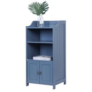 Armadio bagno Relaxdays MDF grigio 86x40,5x36 cm, 3 compartimenti aperti, 2 ante
