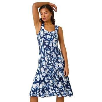 Roman Women's Navy Stretch Panelled Short Dress