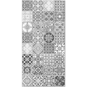 Tapis antidérapant vinyle motif carreaux ciment gris/jaune 1.60m x 2.30m