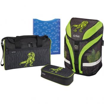 Herlitz Grundschulset „Motion Plus“ in Grün mit Dinosaurier‑Motiv