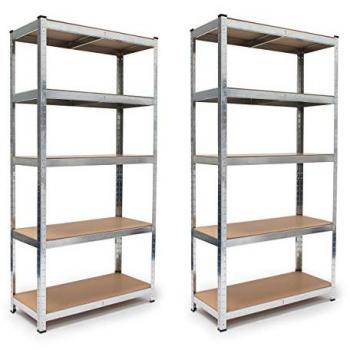 5-Tier Heavy Duty Storage Unit, 875 kg Load Capacity, Dimensions 180x90x40 cm, Steel, Silver