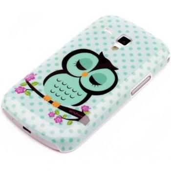 Carcasa de Cuero sintético Owl azul – deinPhone para Galaxy S Trend Duos
