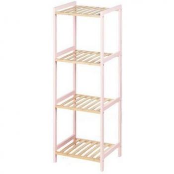 Mobili bagno Berilo 4 scaffali quadrati in bambù rosa 35x30x100 cm