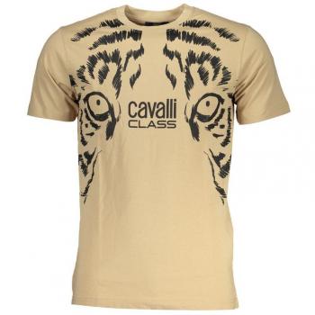 Beiges Cavalli Class T-Shirt für Herren mit Rundhals
