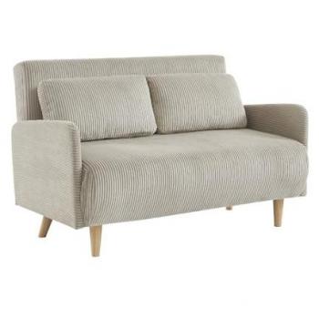 Sofá de Pana 2 plazas con patas de madera, color beige
